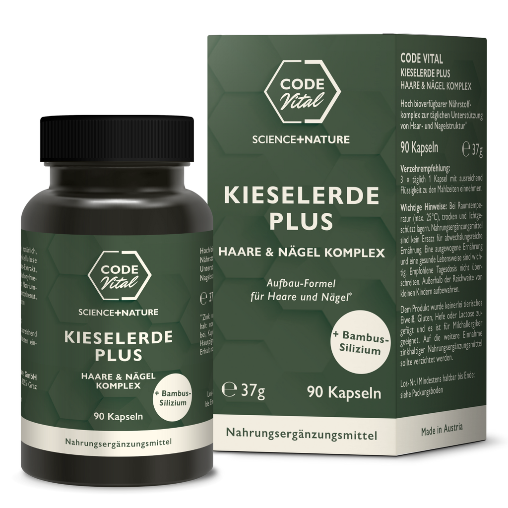 KIESELERDE PLUS – HAARE & NÄGEL KOMPLEX - Haarwachstum anregen & Nägel stärken mit BAMBUS-Silizium
