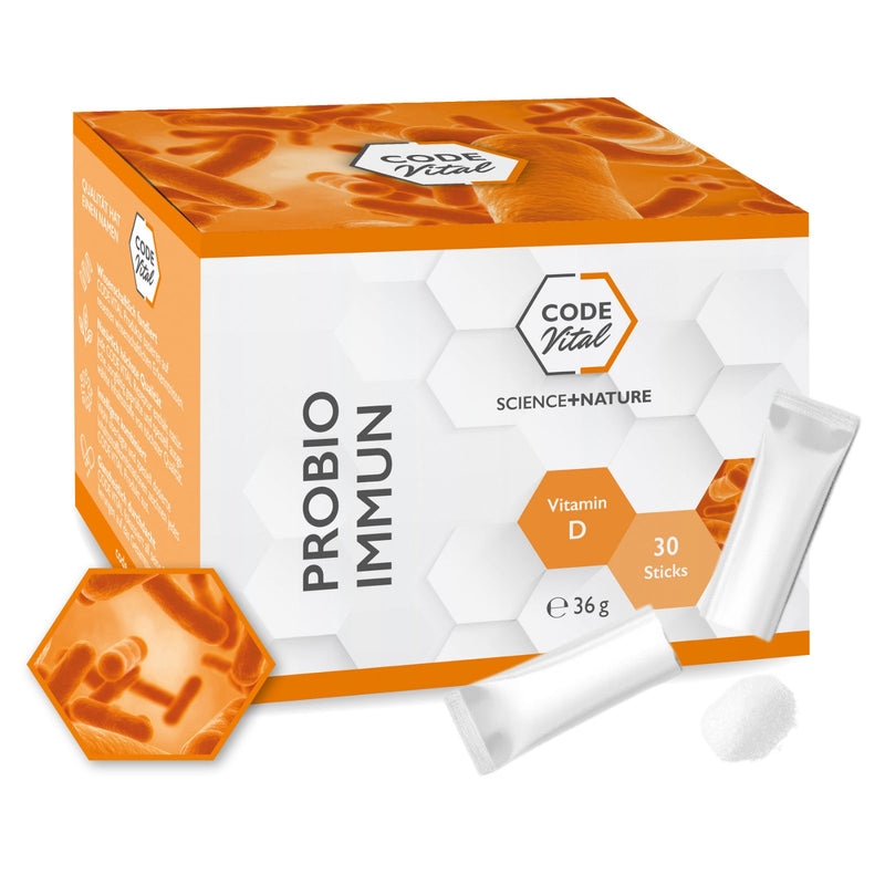 Probio Immun - Probiotische Pulver-Sticks "to-Go" + 3 Mrd. KBE + Vitamin D für das Immunsystem - CODE VITAL
